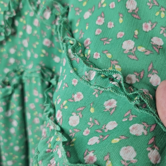 Women XXL Juniors 19 Easter Dress Spring Floral Ruffle Midi Prairie Cottage Core - Picture 3 of 12